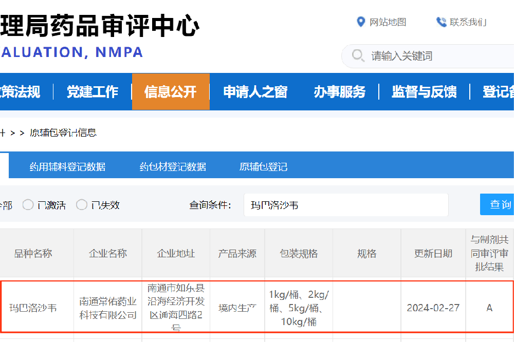 尊龙凯时有限公司玛巴洛沙韦原料药备案状态已转为“A”状态